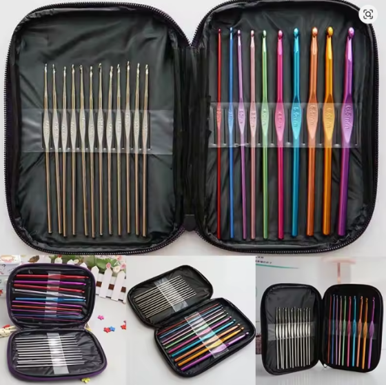 Крючки для вязания 22шт алюминиевые в чехле, набор с размерами 0.6–6.5 мм Киев