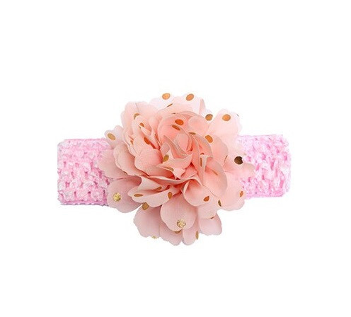 Дитяча пов'язка на голову персик + рожевий - окружність голови близько 40-52см, діаметр квітки 9см Київ - фото 1
