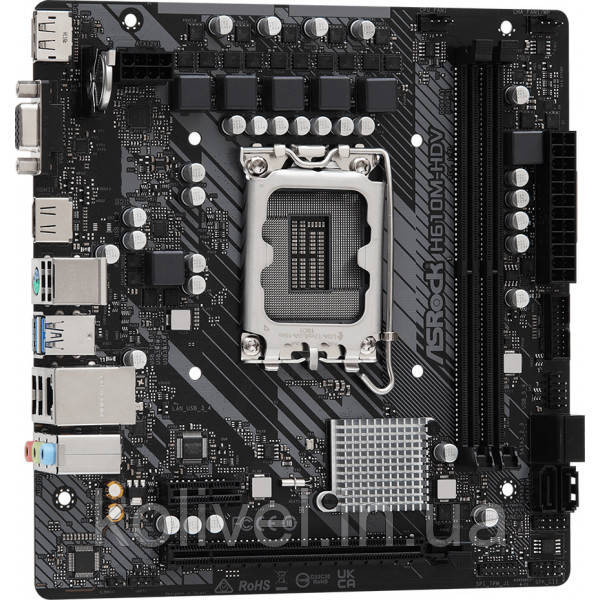 ASRock H610M-HDV (1700/H610, 2*DDR4, 1xPCIex16, HDMI/DVI/VGA, 4xSATAІІІ, GLan, 7.1ch, mATX) (H610M-HDV#) Киев - изображение 2