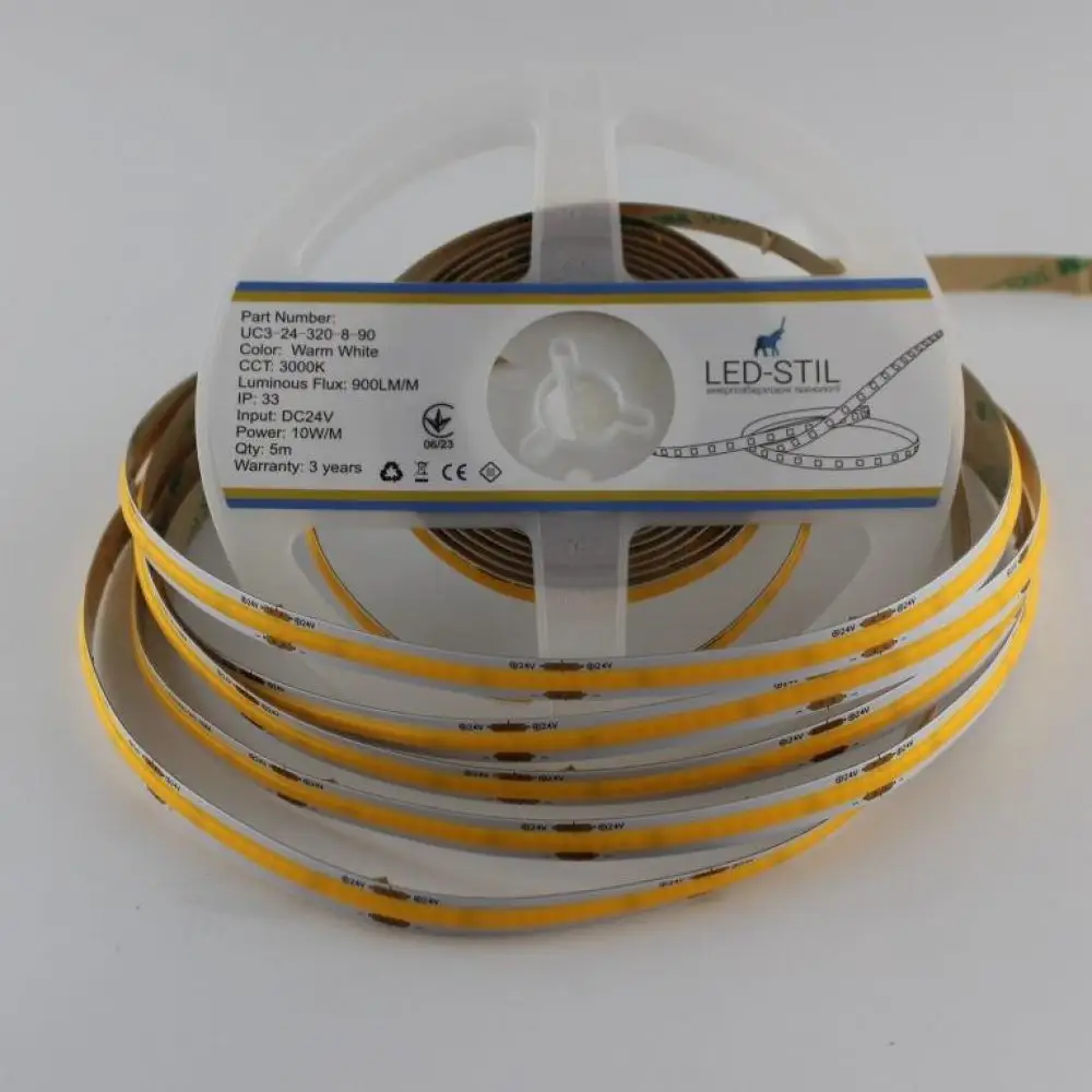 LED-STIL Світлодіодна стрічка LED-STIL 3000K 10 Вт/м COB 320 діодів IP33 24 Вольта 900 Lm тепле Коломыя - изображение 9