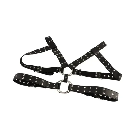 Портупея-бондаж Chisa BEHAVE! Luxury Fetish с декоративными заклепками, черная Sex Aura Киев