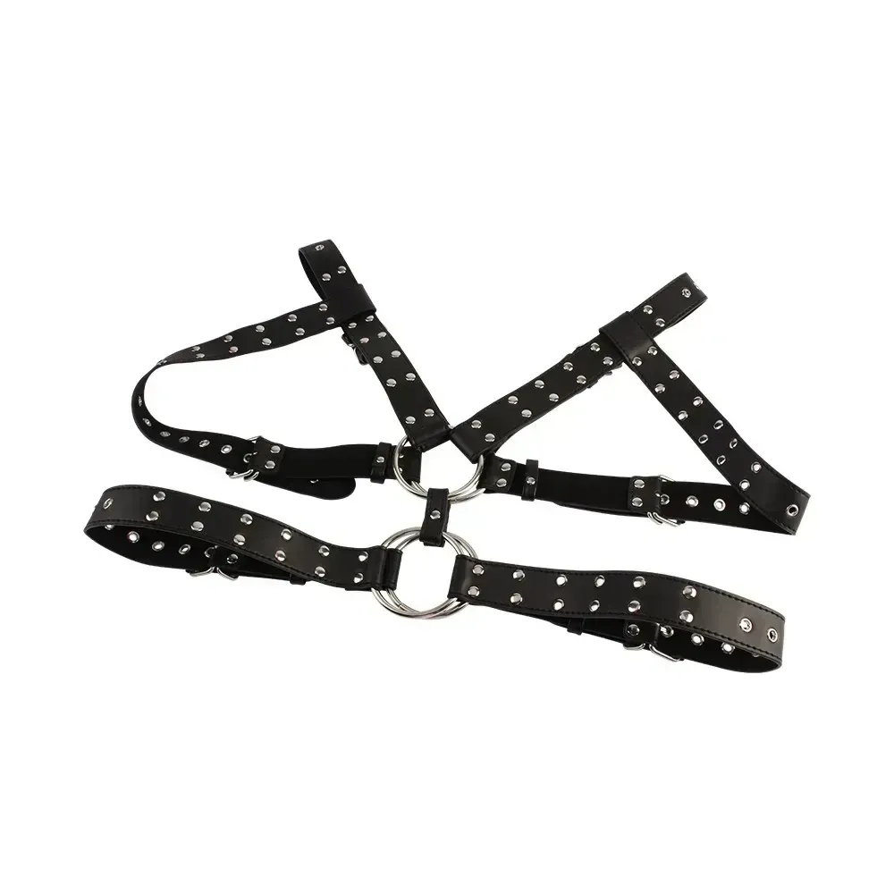 Портупея-бондаж Chisa BEHAVE! Luxury Fetish с декоративными заклепками, черная Sex Aura Киев - изображение 2