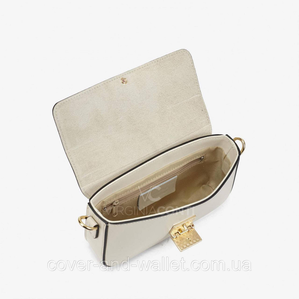 Жіноча міні-сумка бежевого кольору з натуральної шкіри через плече Virginia Conti Київ - фото 2