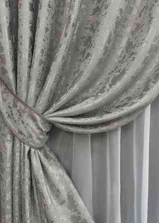 Комплект готових штор VR-Textil Льон мармур Pavliani VO № 1714ш сірий 150х275 см 2 шт (33-0614) Київ