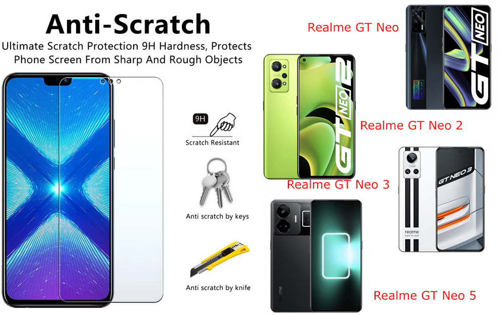Защитное стекло NeoGlass для Realme GT Neo, GT Neo 2, GT Neo3, GT Neo5 – ультрапрозрачное и устойчивое Киев - изображение 1