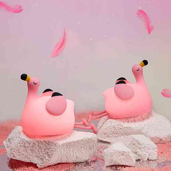 Нічник дитячий силіконовий сенсорний Фламінго VALESO A049 для спальні акумуляторний рожевий Київ