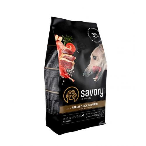 Корм сухий Savory Adult All Breeds rich in Fresh Duck and Rabbit для собак усіх порід зі свіжою качкою та кроликом 1 кг Київ - фото 1