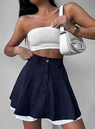 Женская трендовая юбка-шорты вельвет + коттон Синий, 46/48 Одесса