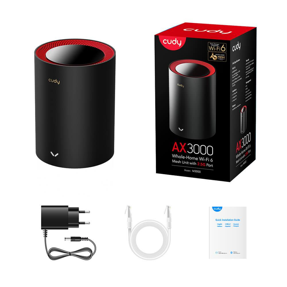 Маршрутизатор WiFi Mesh-система WiFi 6 2.5G Cudy M3000 Black (1-Pack) дводіапазонний AX3000 (73-00519) Киев - изображение 4