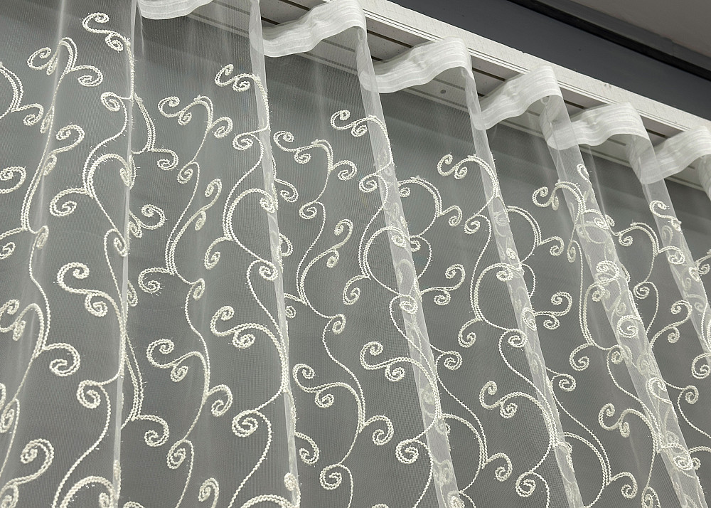 Тюль фатин с вышивкой Корд Цвет молочный 1854т Киев - изображение 7