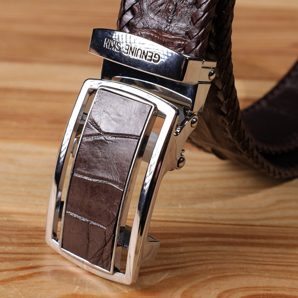 Ремень-автомат CROCODILE LEATHER 18171 из натуральной кожи крокодила Коричневый Киев - изображение 2