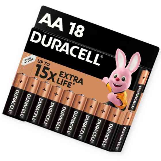 Батарейка AA лужна 1.5V пальчик Duracell Basic Alkaline 18шт картон Бельгія Мукачево
