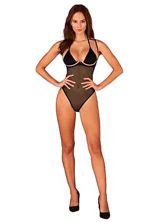 Прозоре боді Obsessive Selinne teddy XL/2XL Black, дрібна сітка, подвійні бретелі Sex Aura Київ