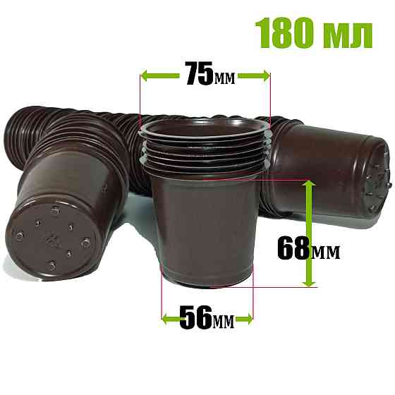 Стакан для розсади 180 мл з отворами d8 h6.5 пластиковий (3000 шт./ящик) Харків