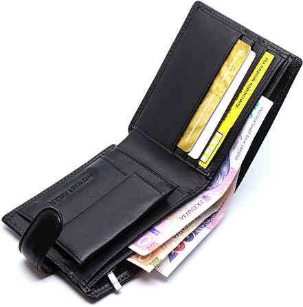 Шкіряне чоловіче портмоне на кнопці ST Leather ST104 Чорний Київ