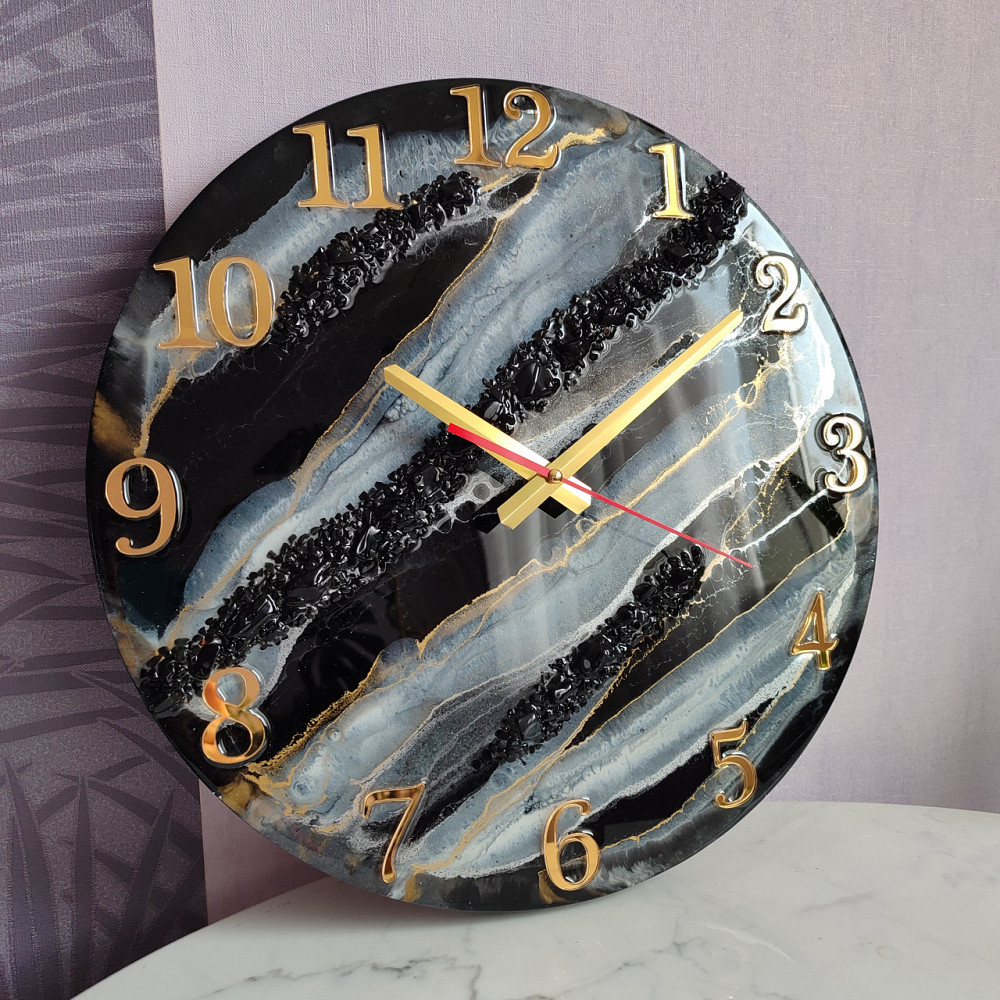 Настіний годинник з епоксидної смоли ручної роботи Дніпро - фото 5