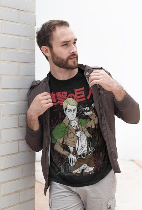 Футболка з аніме принтом Атака титанів оверсайз (S/M/L) Чорний AnimeJ0913 Дніпро - фото 3