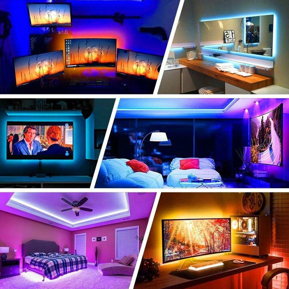 Світлодіодна стрічка RGB 5м 3528 + пульт + блок / Багатобарвна стрічка для підсвічування меблів / Гнучка лед стрічка Київ - фото 5