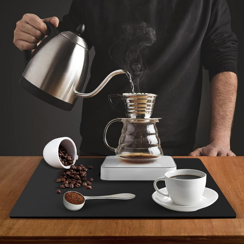 Антискользящий кухонный коврик - Абсорбирующий коврик для сушки посуды - Коврик под кофеварку 30х45 см Черный Буча - изображение 7