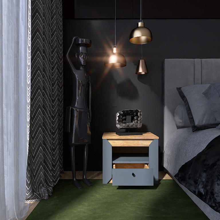 Тумба прикроватная Эверест Нордик-500 Графит + Дуб крафт золотой (DTM-5544) Львов - изображение 5