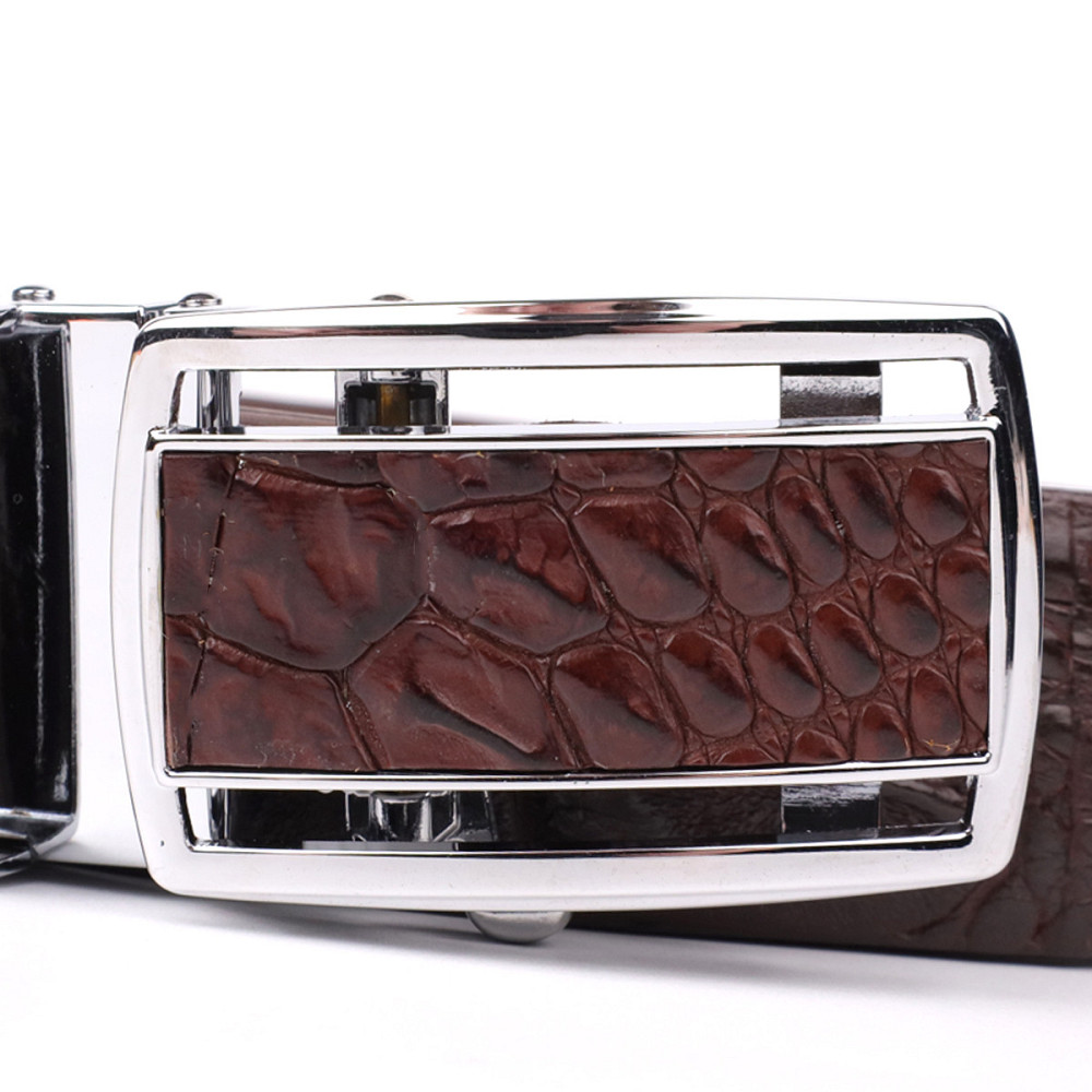 Ремень-автомат CROCODILE LEATHER 18240 из натуральной кожи крокодила Коричневый Киев - изображение 7