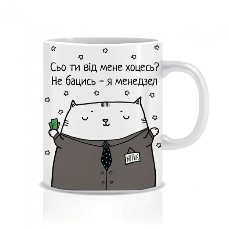 Оригінальна чашка з приколом для менеджера, Кіт менеджер Вінниця - фото 1