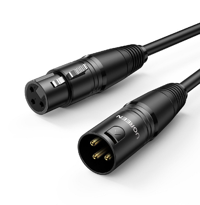Аудио кабель UGREEN AV130 Cannon Male to Female Microphone Extension Audio Cable 5m Black Одесса - изображение 1