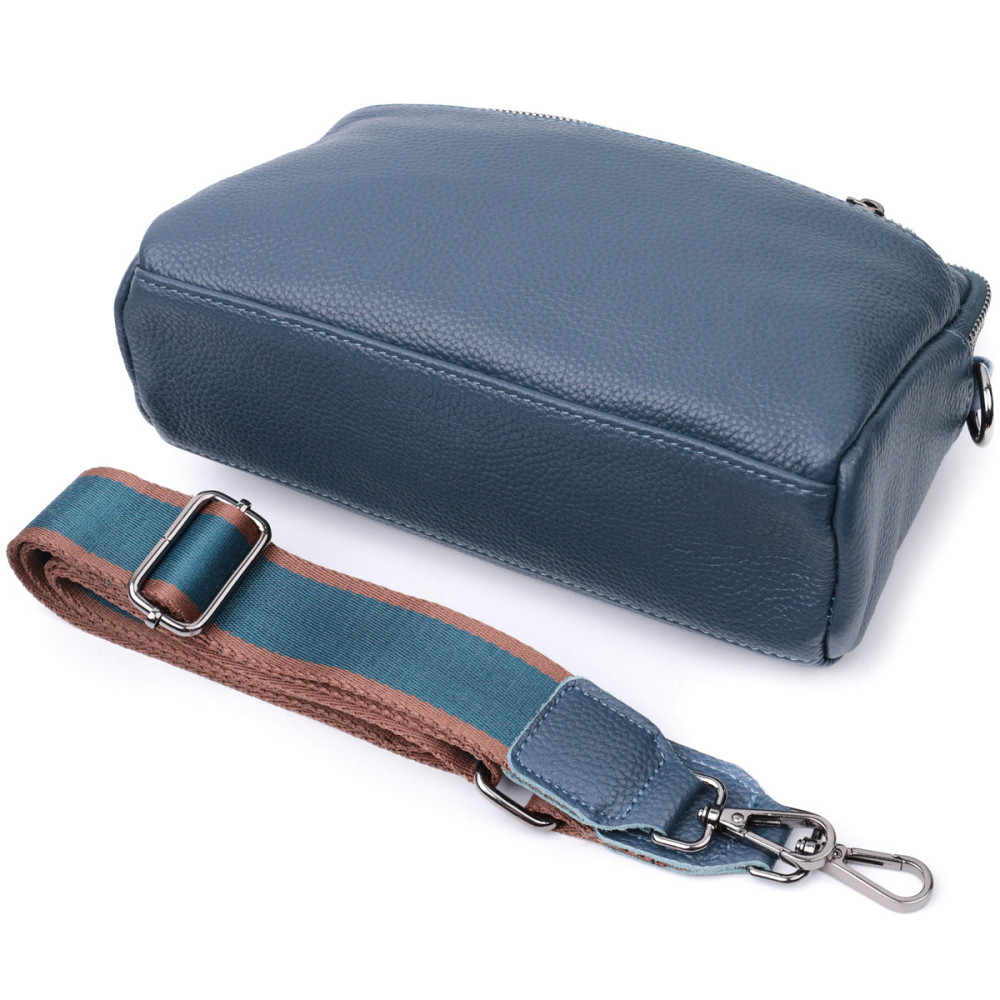 Стильная сумка для женщин с карманами из натуральной кожи Vintage 22600 Синяя Киев - изображение 7