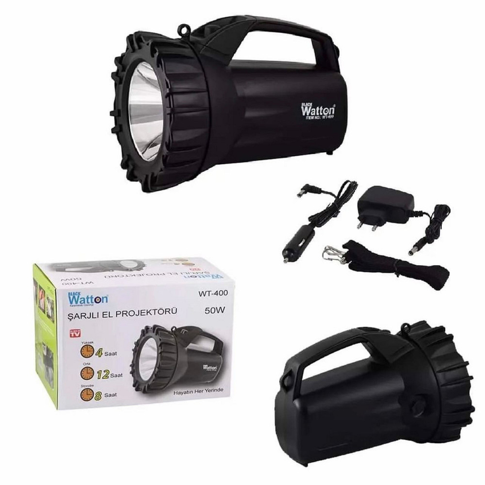 Фонарь-прожектор мощный аккумуляторный светодиодный Watton WT-400 50 Вт, работает 12 часов от одного заряда Каменец-Подольский - изображение 4