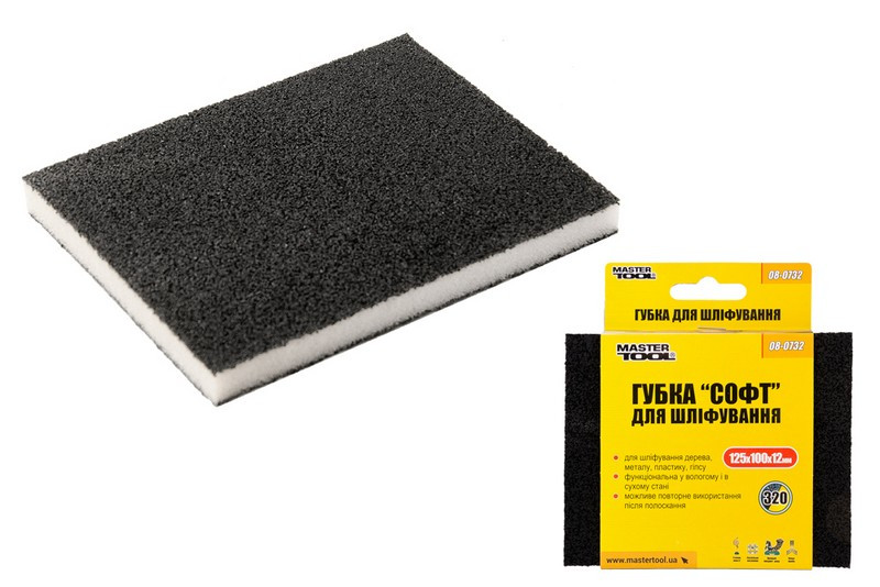 MASTERTOOL Губка для шліфування MASTERTOOL СОФТ Р320 125х100х12 мм 08-0732 Коломия - фото 1
