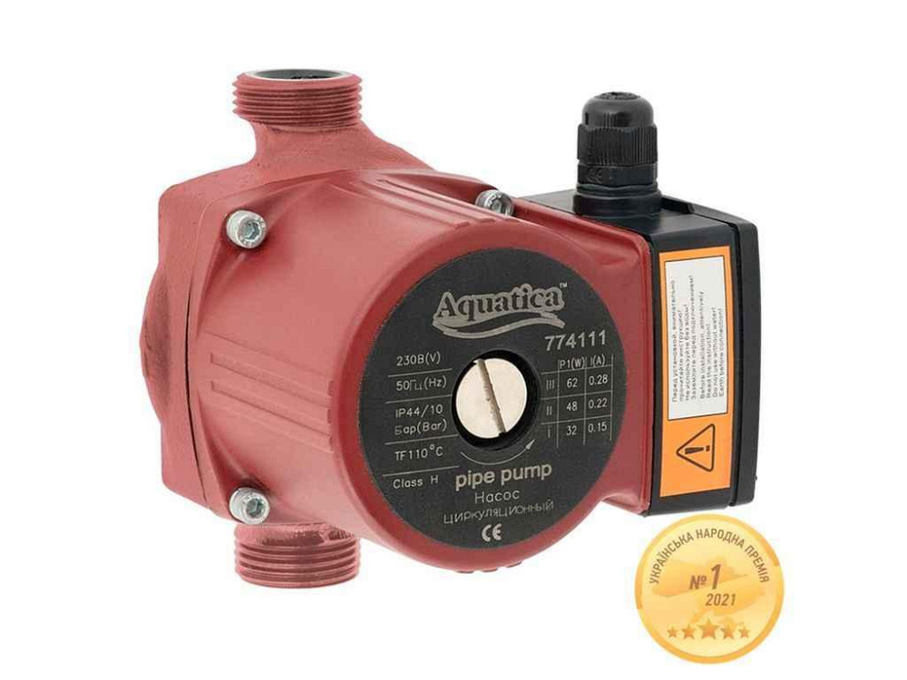Насос циркуляційний 100Вт Hmax 6м Qmax 75л/хв Ø1½ 180мм гайки Ø1 ТМ AQUATICA Київ - фото 1