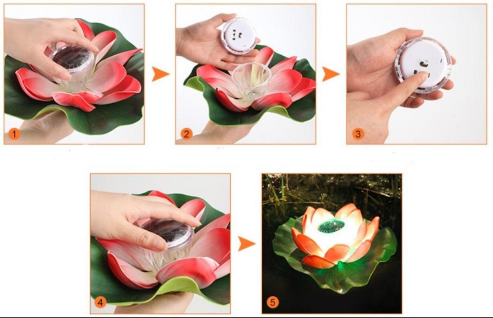 Плавающий светильник в форме цветка с солнечной батареей RGB. Киев - изображение 4