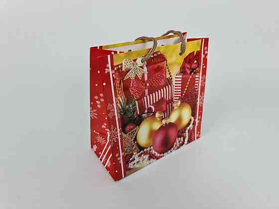 Новогодние, бумажные ,подарочные  пакеты с ручкой Чашка 16/16/8-003 (12 шт) Харьков