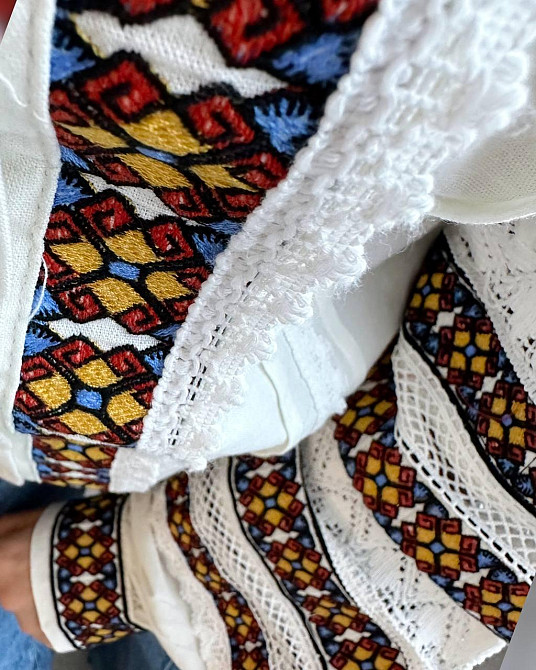 Женская современная вышиванка из домотканого льна 44 Одесса - изображение 4