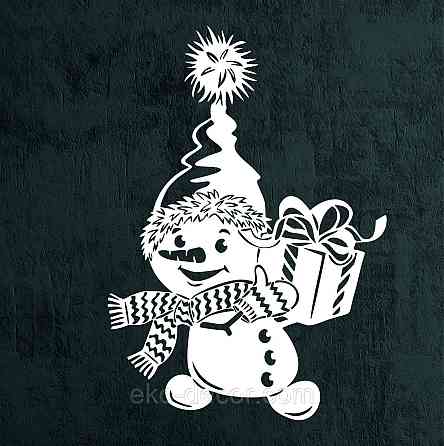 Декоративное настенное Панно «Снеговик», Декор на стену 50*35 см, Белый Киев