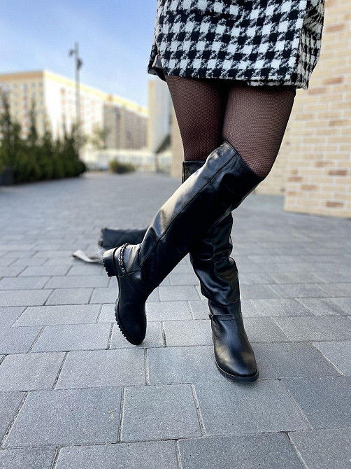 Valiente Чоботи жіночі VALIENTE чорні натуральна шкіра висота 46см обхват 35-36см розмір 38р. ( Коломия - фото 7