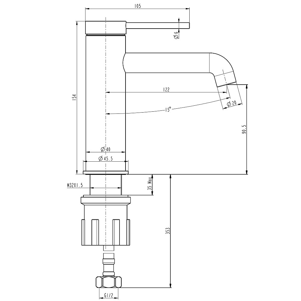 Змішувач для умивальника TOPAZ LOFT TLF 32201-H75-BL Луцк - изображение 7