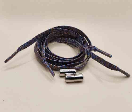 Шнурки эластичные глиттерные с цилиндрической застежкой Смела