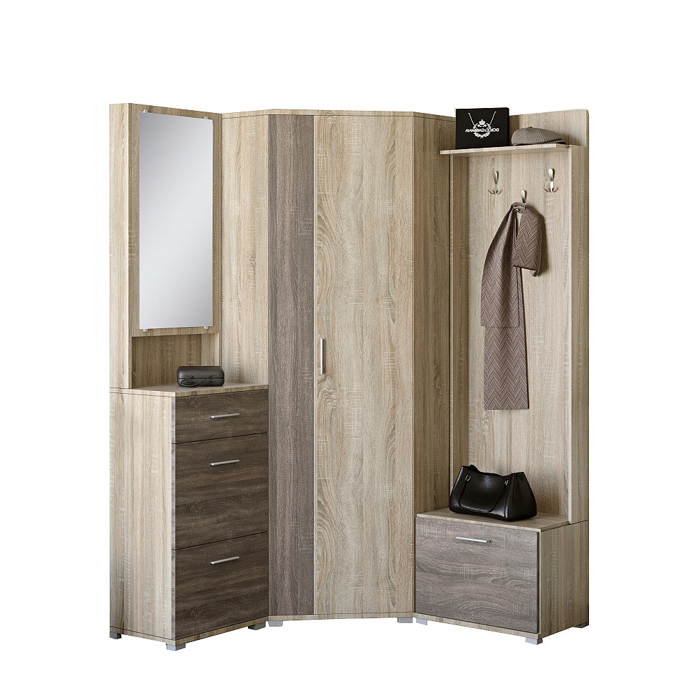 Прихожая Эверест Бриз-3 с угловым шкафом ШКУ-14 (3 элемента) сонома + трюфель (DTM-2657) Львов - изображение 2