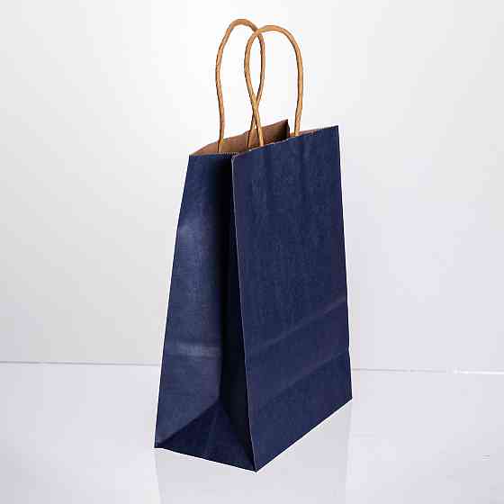 Крафтові пакети для подарків 12 шт, сині 15×8×21 см Київ