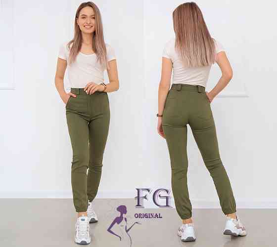 Жіночі брюки джогери "Elias" тонкі оптом | Норма | Розпродаж моделі 48, Хакі Київ