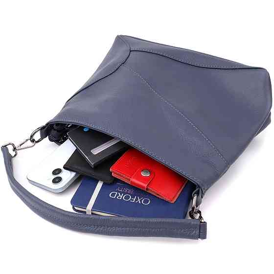 Жіноча сумка на два відділення з натуральної шкіри Синій (Vintage) Київ