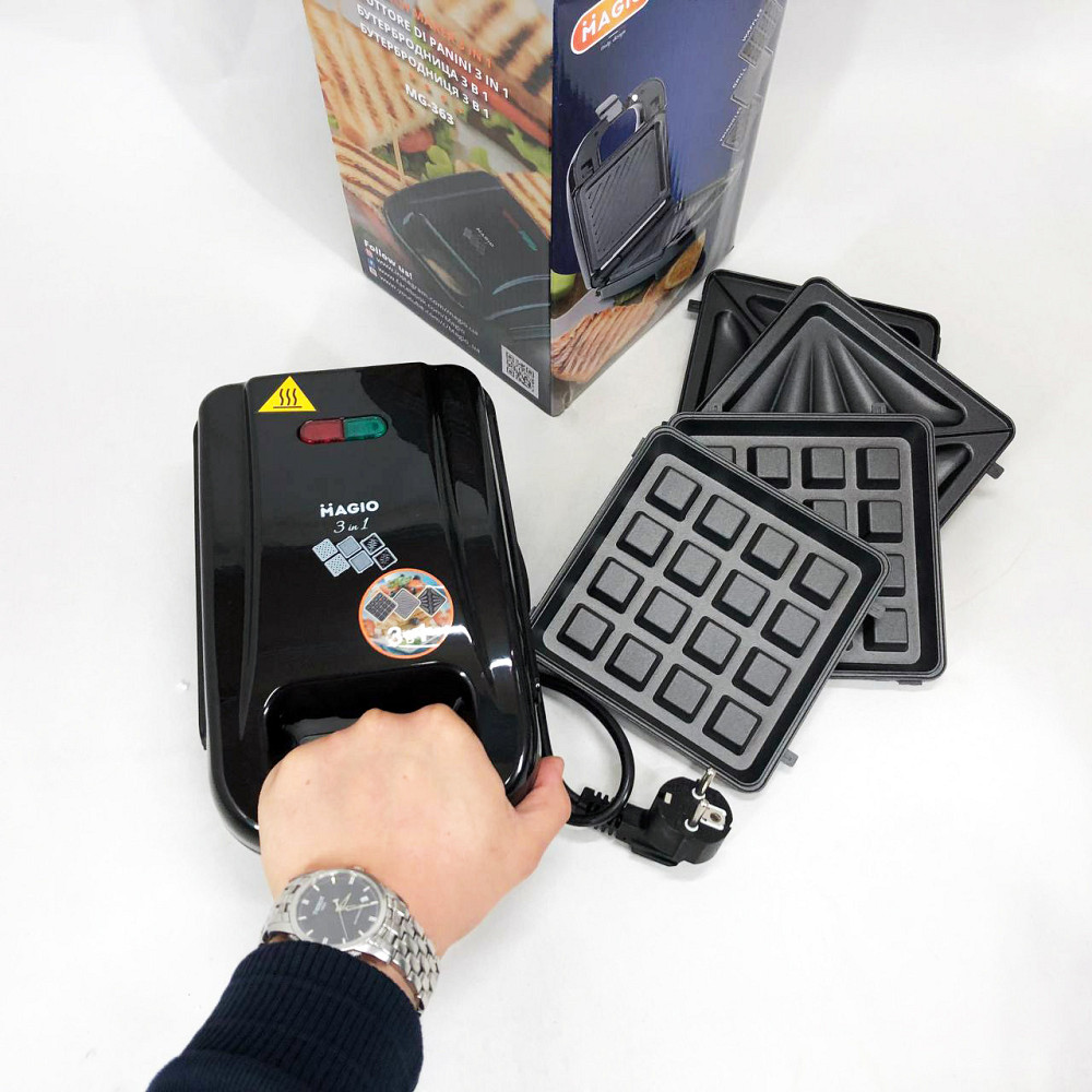Электрический двухсторонний контактный гриль Magio MG-363 570 Вт, HP-693 Сендвичница бутербродов Киев - изображение 2