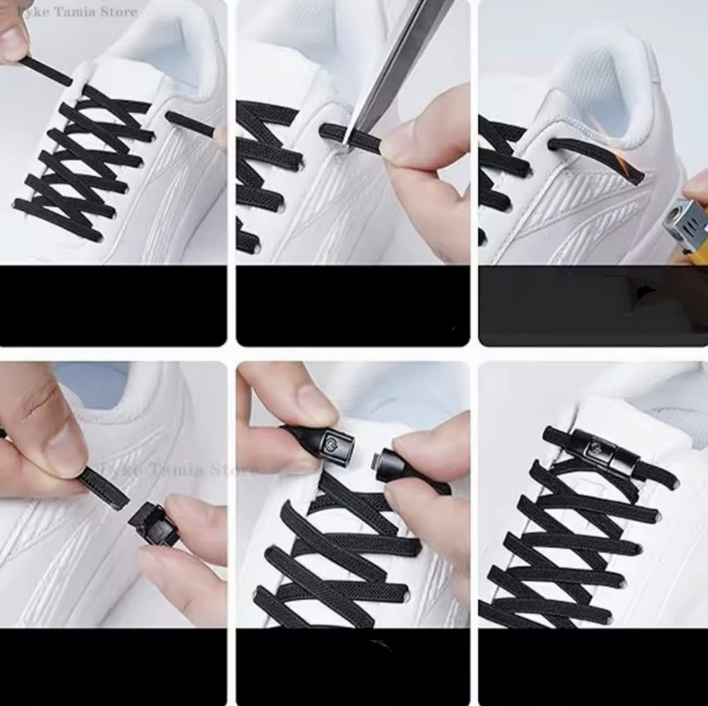 Еластичні шнурки без зав'язок з металевими застібками в колір Білий Сміла - фото 3