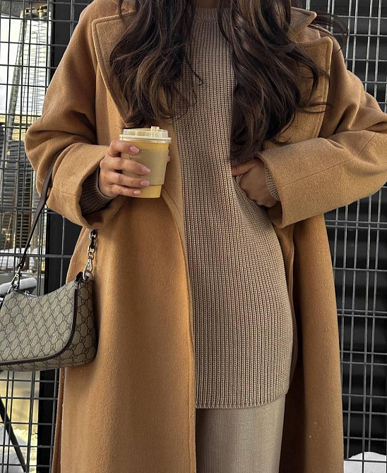 Стильное женское утепленное пальто длина макси кашемир Карамельный Одесса - изображение 3