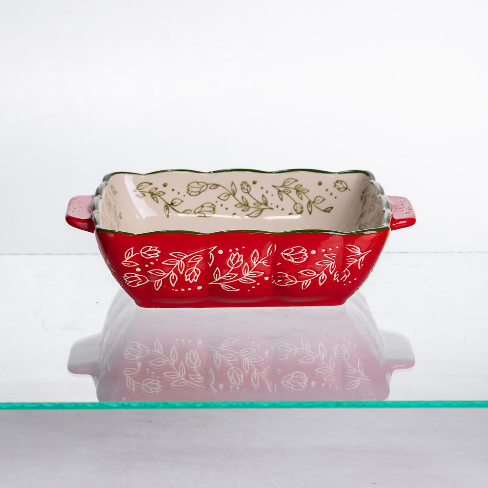 Yiwu Форма для запікання Vintage 20×16.5×4 (см) квадратна з ручками Червона HM04-13 Коломыя - изображение 2