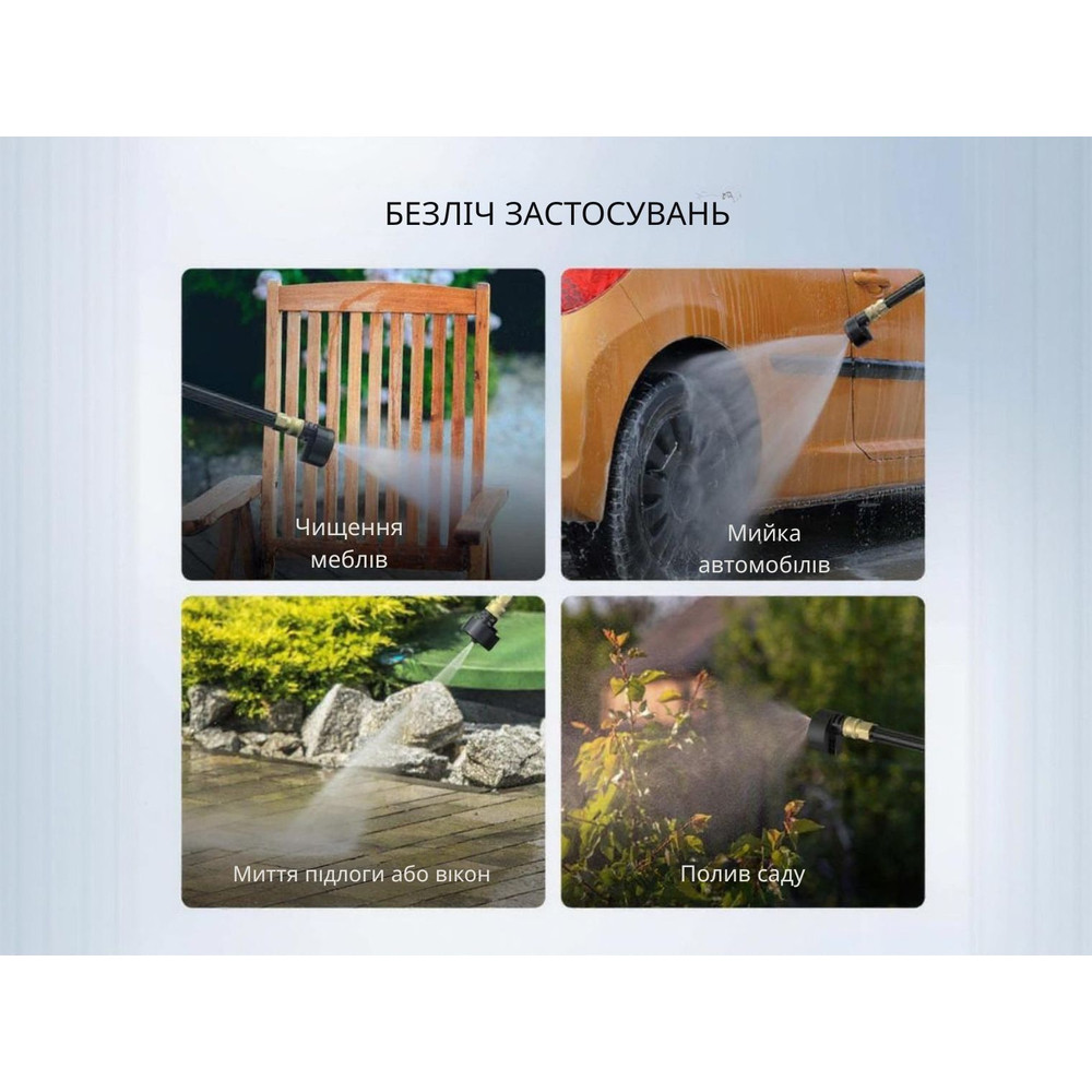 Акумуляторна мийка високого тиску, живлення від павербанку (УМБ Litheli Power Bank 20000 mAh, 45 W, 4А в комплекті) Киев - изображение 5