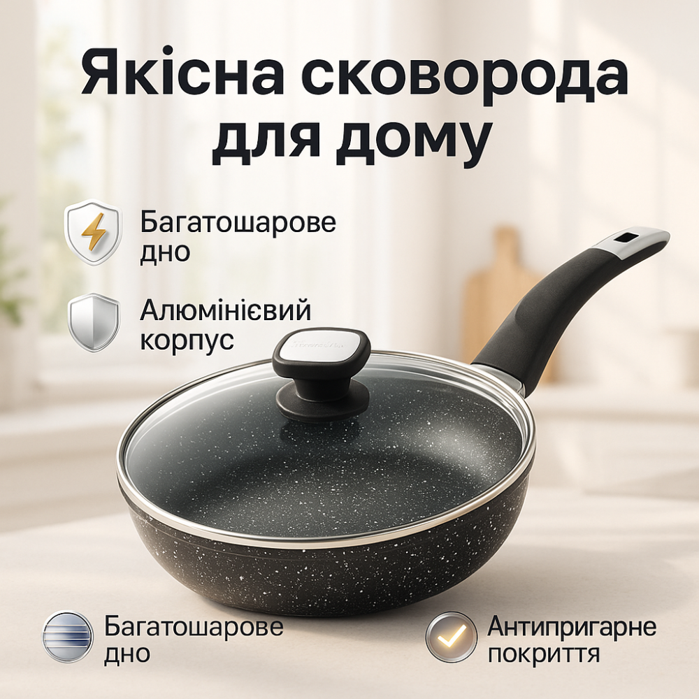 Сковорода удобная на кухню, Качественная сковорода для дома Литая алюминиевая TL-47 Львов - изображение 11