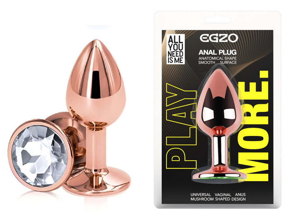 Анальна пробка з кристалом EGZO - Rose Gold Round Plug Clear size S Sex Aura Київ - фото 1