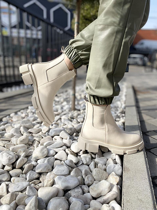 Черевики жіночі GREMMY бежеві натуральна шкіра весна-осінь высота 13 см (4305) Коломия - фото 6